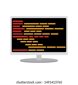 computer with a program code, vector illustration design