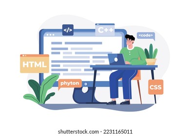 Computer Programmer Illustration concept. A flat illustration isolated on white background