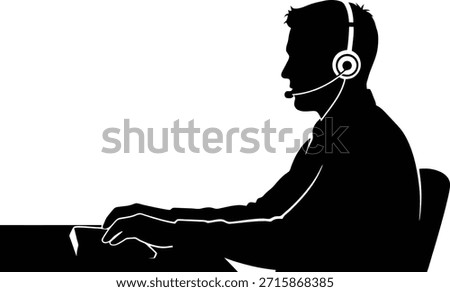 Computer programmer work silhouette vector illustration featuring person typing code on laptop at desk.