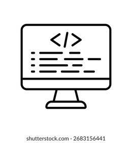 Ícones de código de programação de computador para criação de aplicativo