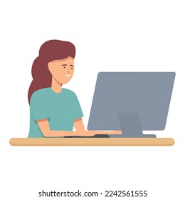 Computer programming icon cartoon vector. Education technology. Kid classroom