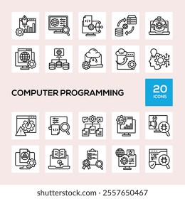 Computer Programming Line Icon Collection