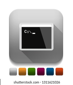 computer programming window With long shadow over app button