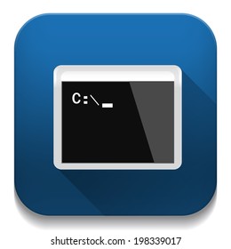 computer programming window With long shadow over app button