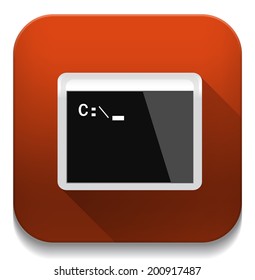 computer programming window With long shadow over app button