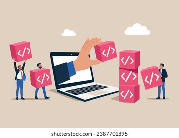 Computer programming, writing application, Developer coding. Website coding. Programming code. Vector illustration