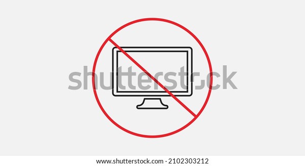 Computer prohibited. No computer icon. Stop sign.\
Illustration vector