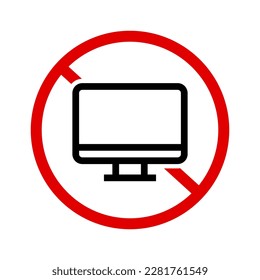 Computer prohibition icon. Computer restrictions. Vector.