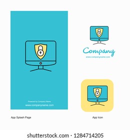Computer protected  Company Logo App Icon and Splash Page Design. Creative Business App Design Elements