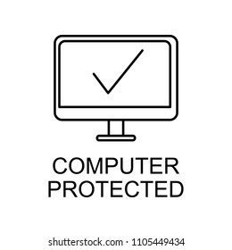 computer protected outline icon. Element of data protection icon with name for mobile concept and web apps. Thin line computer protected icon can be used for web and mobile on white background