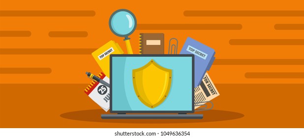 Computer protection banner. Flat illustration of computer protection vector banner for web
