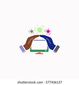 Computer protection  icon Vector design Colored illustration.