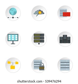 Computer protection icons set. Flat illustration of 9 computer protection vector icons for web
