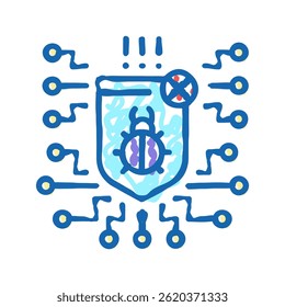 programa de proteção do computador antivírus ícone doodle esboço vetor. programa de proteção do computador sinal antivírus. símbolo isolado ilustração