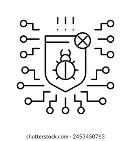 computer protection program anti-virus line icon vector. computer protection program anti-virus sign. isolated contour symbol black illustration