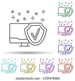 Computer protection shield multi color icon. Simple thin line, outline vector of computer icons for ui and ux, website or mobile application