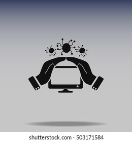 Computer protection vector icon