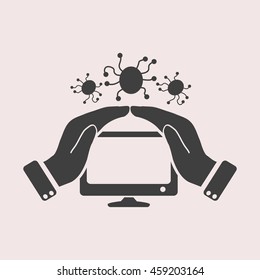 Computer protection web icon. Isolated illustration