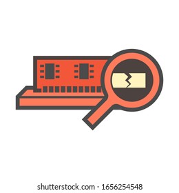 Computer ram damage condition vector icon design.