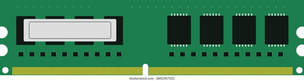 Computer RAM Memory Stick Hardware Icon, Flat Vector Illustration of DDR Microchip, Electronic Circuit Board Technology and Digital Data Concept