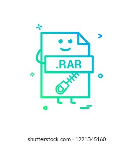 Computer rar file format type icon vector desig