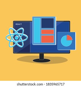 Computer With React Interface On Screen