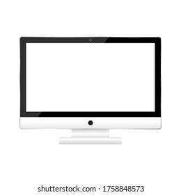 Computer realistic display vector illustration. Empty screen computer monitor in flat style. Monitor technology icon.