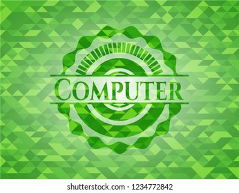 Computer realistic green mosaic emblem