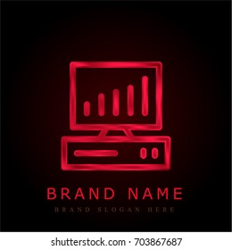 Computer red chromium metallic logo