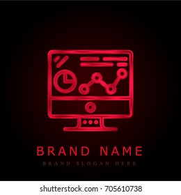 Computer red chromium metallic logo