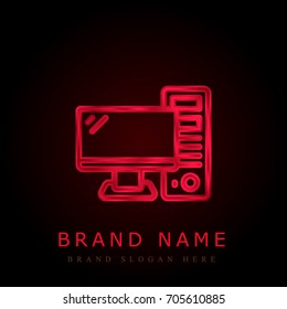 Computer red chromium metallic logo