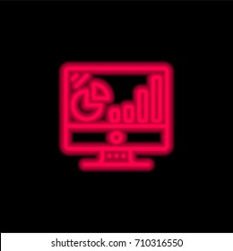 Computer red glowing neon ui ux icon. Glowing sign logo vector