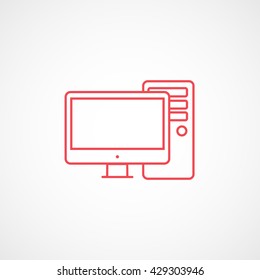 Computer Red Icon On White Background