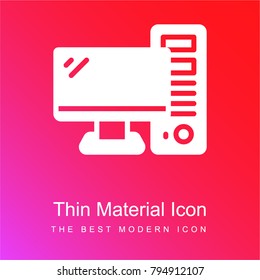 Computer red and pink gradient material white icon minimal design