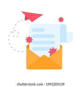 Computer with red screen. The concept of ransom computer virus infection from email