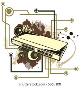 Computer related abstract background series. Vector illustration with a switch, and circuit and grunge details.