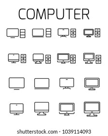 Computer related vector icon set. Well-crafted sign in thin line style with editable stroke. Vector symbols isolated on a white background. Simple pictograms.