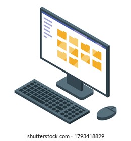 Computer remote access icon. Isometric of computer remote access vector icon for web design isolated on white background