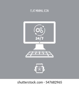 Computer repair assistance 24/7 - Vector flat icon