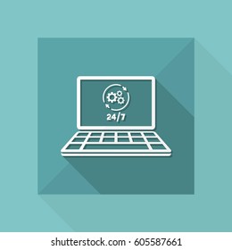 Computer repair assistance 24/7 - Vector flat icon