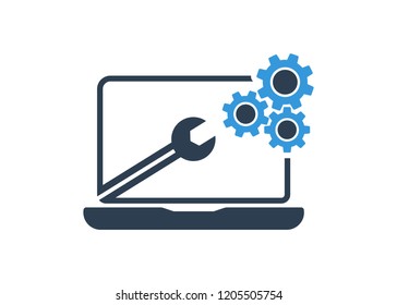 Computer Repair - Digital Computer Logo. symbol repair service vector