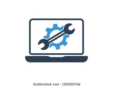 Computer Repair - Digital Computer Logo. symbol repair service vector