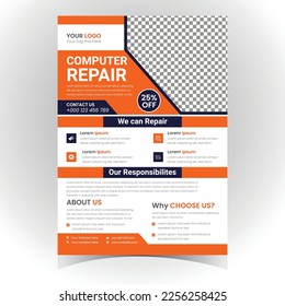 Computer repair flyer for computer shop.