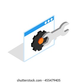 Computer repair icon in isometric 3d style on a white background