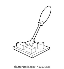 Computer repair icon in outline style on a white background