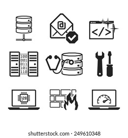 Computer repair icons set 02  // BW Black & White