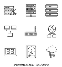 Computer repair icons set. Outline illustration of 9 computer repair vector icons for web