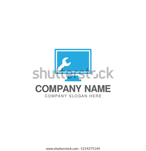 Computer Repair Logo Design Vector Template Stock Vector (Royalty Free ...