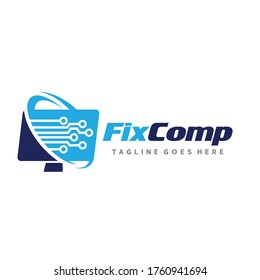Computer Repair Logo. Computer Service Logo Vector