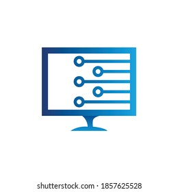 Logotipo de reparación de equipos. Vector del logotipo del servicio informático. Tecnología portátil, icono de tecnología